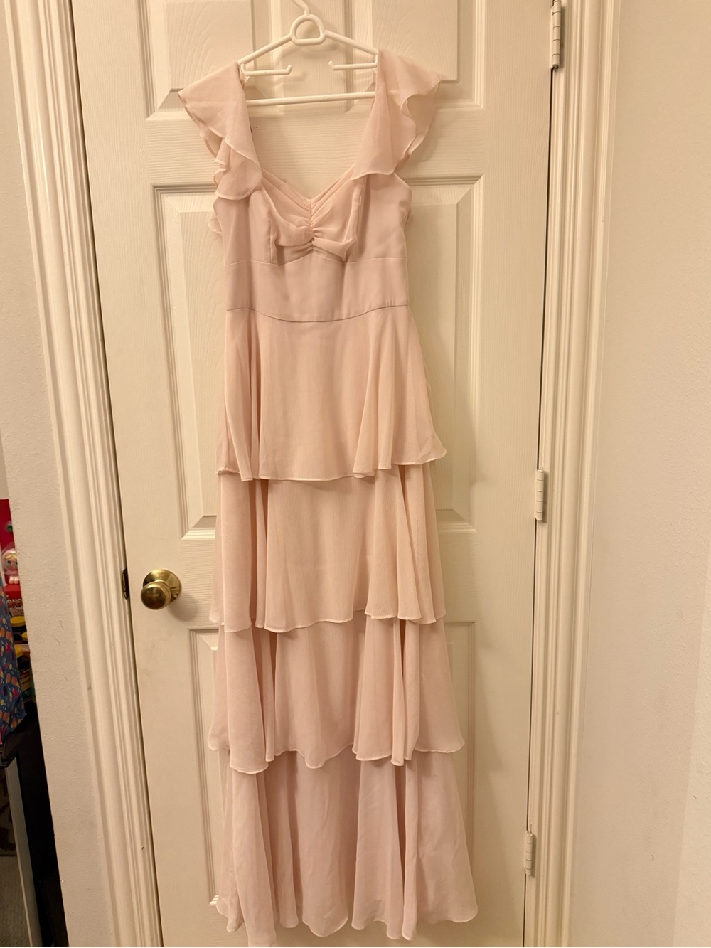 Wayf Blush Pink Ruffled Tiered Maxi Dress